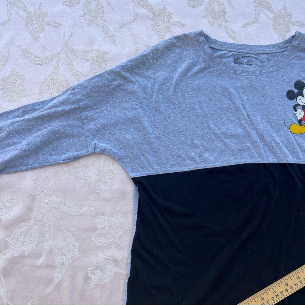 Mickey Mouse longsleeve T-shirt gray and black; Offset Arm Seams; Women’s Medium - Picture 4 of 5
